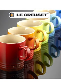 6-Piece Ceramic Stoneware Rainbow Espresso coffee Mugs 400ml