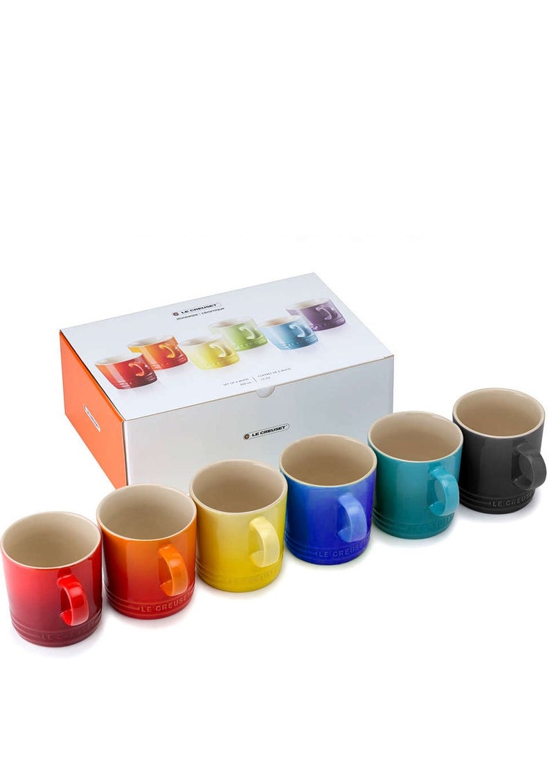 Le Creuset - 6-Piece Ceramic Stoneware Rainbow Espresso coffee Mugs 400ml - Image 1