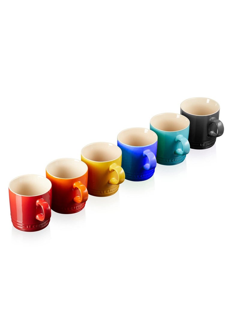 Le Creuset - 6-Piece Ceramic Stoneware Rainbow Espresso coffee Mugs 400ml - Image 1