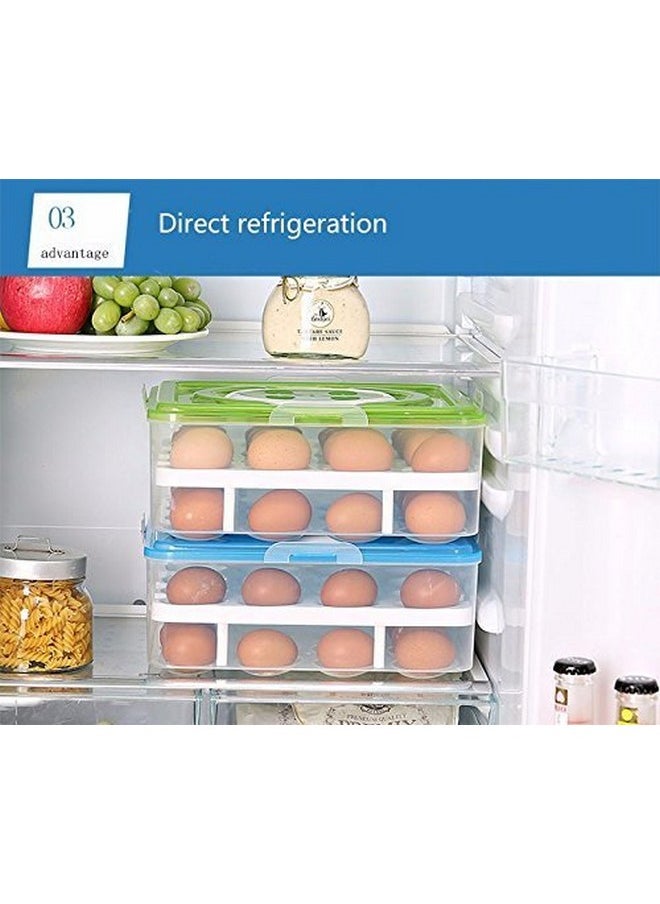 Styleys Styleys Plastic Egg Box, Egg Tray For Fridge (32 Eggs) 1 Piece, Blue, Rectangular  - Image 4