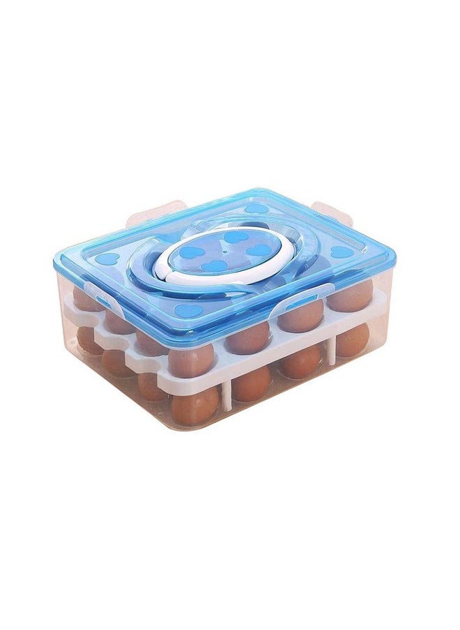 Styleys Styleys Plastic Egg Box, Egg Tray For Fridge (32 Eggs) 1 Piece, Blue, Rectangular  - Image 1