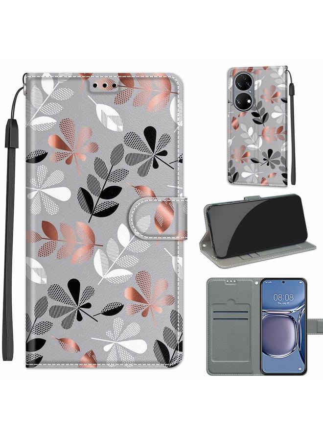 Voltage Coloured Drawing Magnetic Clasp Horizontal Flip PU Leather Case with Holder & Card Slots For Huawei P50