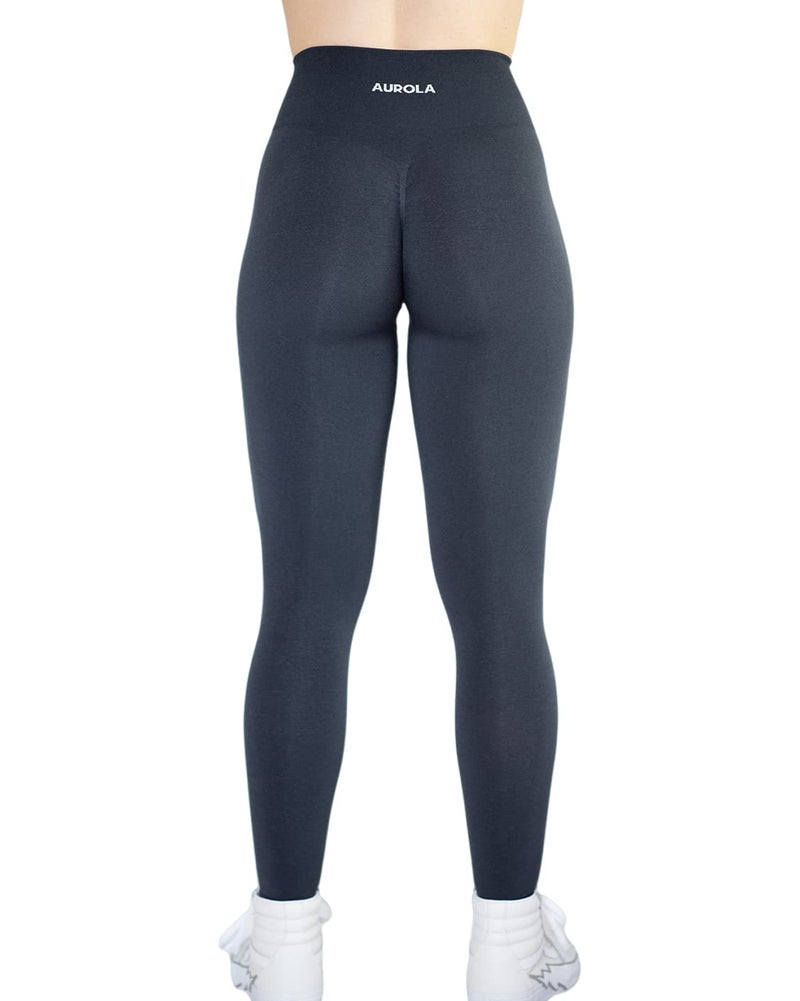 AUROLA Seamless Scrunch Legging Women Yoga Pants 7/8 Tummy Control Workout Running for Workout Fitness Sport Active Ankle Legging-25'' (S, Black Marl) - Image 2