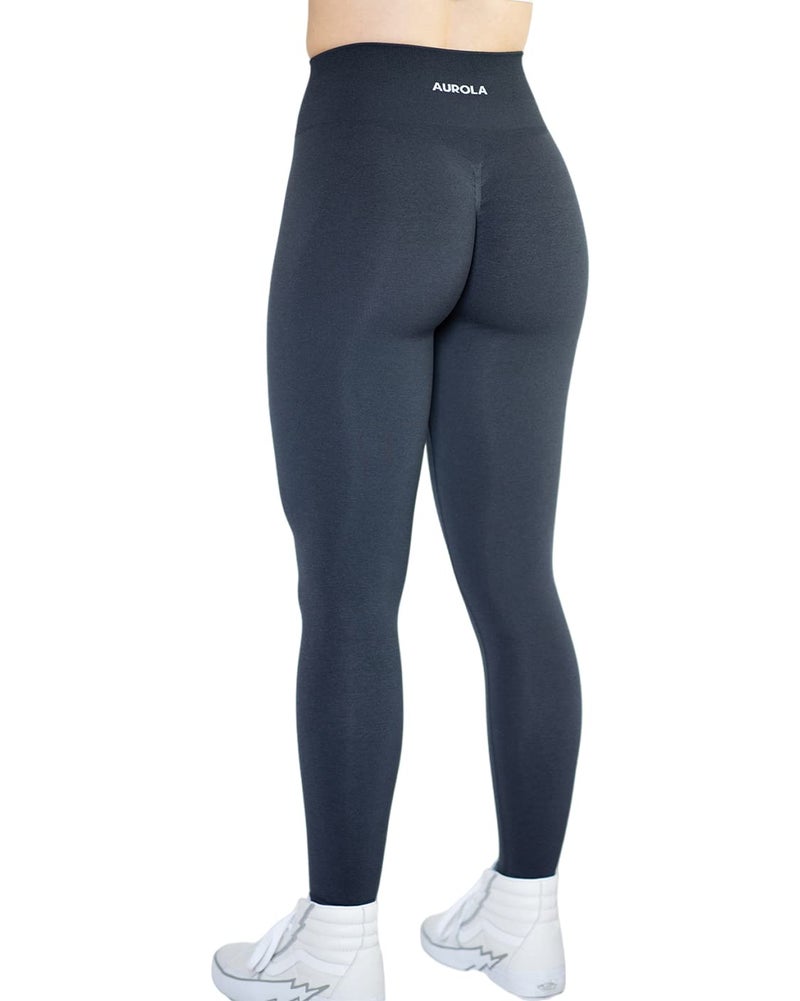 AUROLA Seamless Scrunch Legging Women Yoga Pants 7/8 Tummy Control Workout Running for Workout Fitness Sport Active Ankle Legging-25'' (S, Black Marl) - Image 4