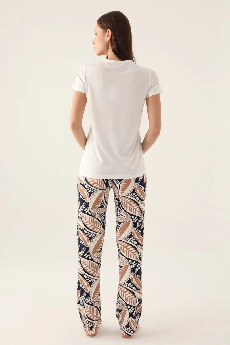Arnetta V Neck Side Pocket Women's Pajama Set, Cotton Pajama Set