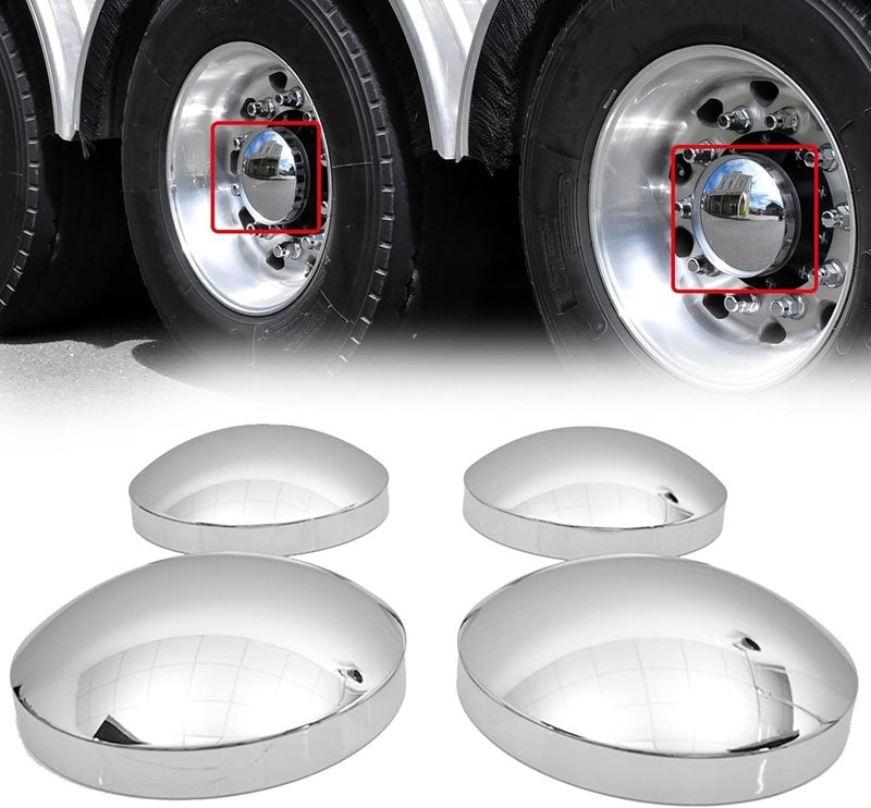 High Soar 8 Inches Chrome Front Axle Cap Dome Style Truck Rear Hub Cap Wheel Covers Set (4 pcs) - Image 2