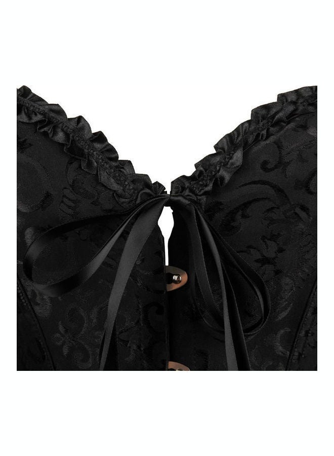 Lace Ribbon Detail Waist Support Corset Black - Image 4
