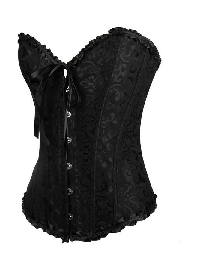 Lace Ribbon Detail Waist Support Corset Black - Image 2