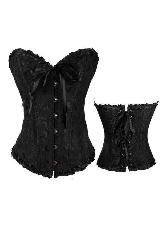 Lace Ribbon Detail Waist Support Corset Black - Image 5