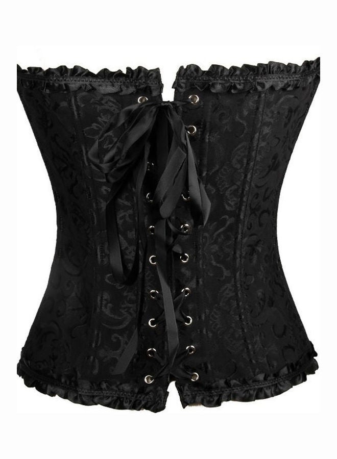 Lace Ribbon Detail Waist Support Corset Black - Image 3