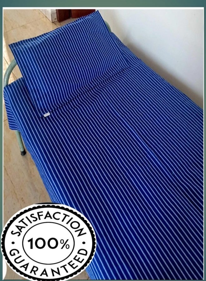 Ten Tex Cotton Feel 5-Set-Hospital Striped BedSheet with Pillow Cover (Blue Bedsheet - 60 x 94 inches, Pillow Cover - 18 x 27 inches) - Image 2