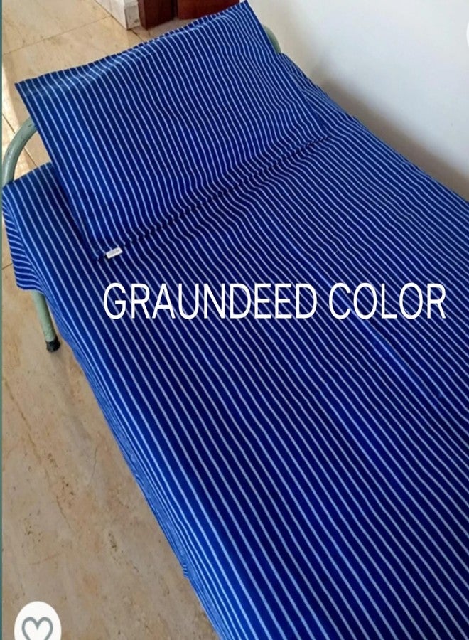 Ten Tex Cotton Feel 5-Set-Hospital Striped BedSheet with Pillow Cover (Blue Bedsheet - 60 x 94 inches, Pillow Cover - 18 x 27 inches) - Image 5