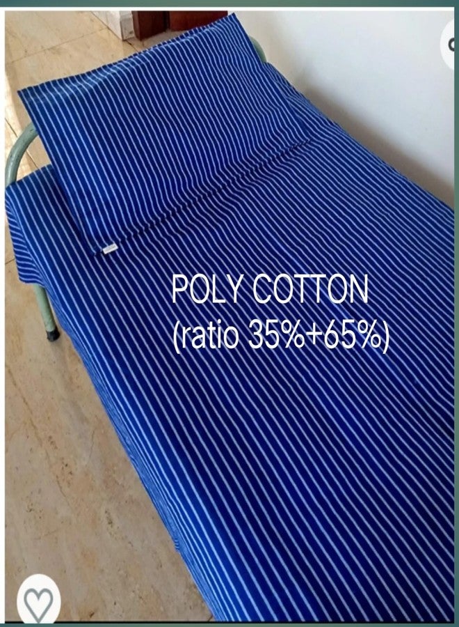 Ten Tex Cotton Feel 5-Set-Hospital Striped BedSheet with Pillow Cover (Blue Bedsheet - 60 x 94 inches, Pillow Cover - 18 x 27 inches) - Image 4