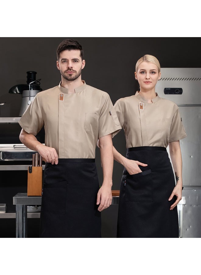 NIBEMINENT Chef Overalls Short Sleeve Men's Summer Catering Cake Baking Restaurant Kitchen Restaurant Work Wear  - Image 1