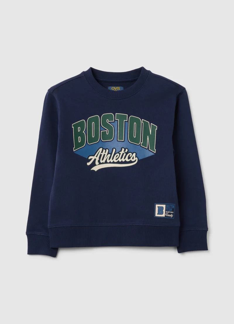 او في اس REGULAR FIT PURE COTTON BLUE CHILDREN'S SWEATSHIRT