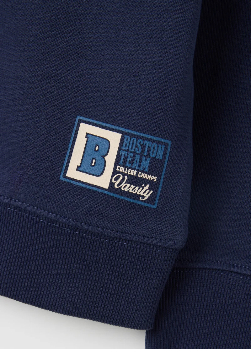 او في اس REGULAR FIT PURE COTTON BLUE CHILDREN'S SWEATSHIRT