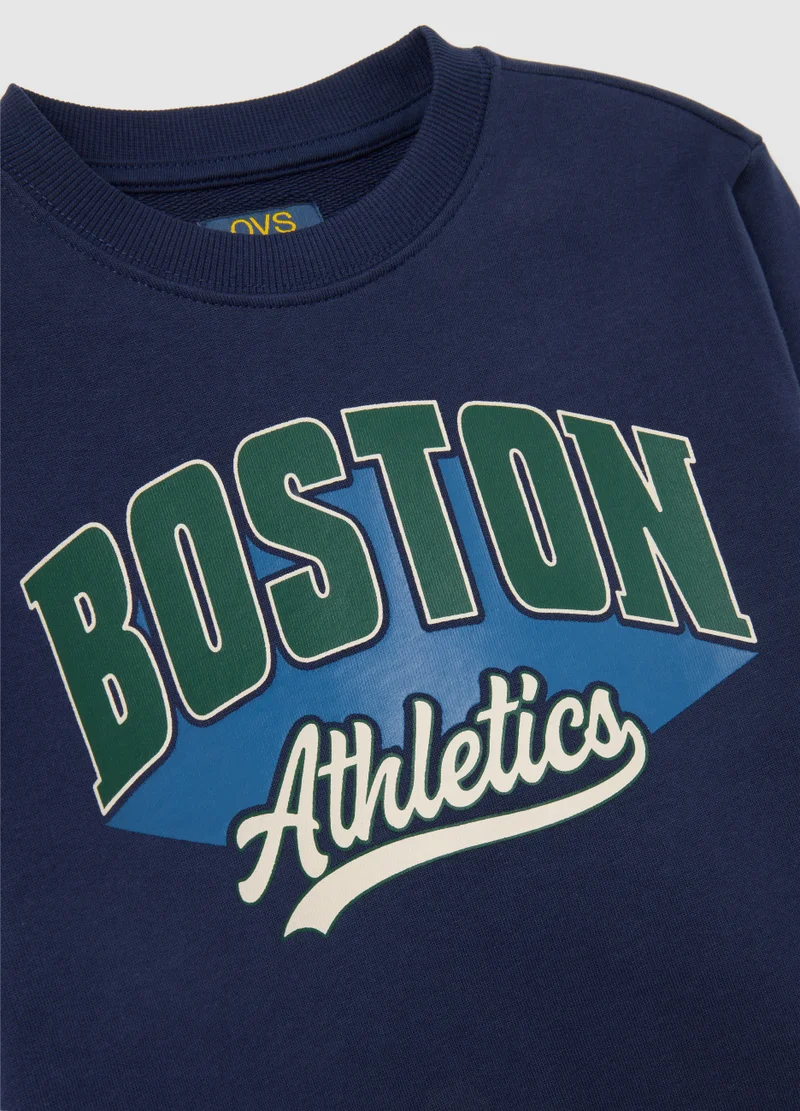 او في اس REGULAR FIT PURE COTTON BLUE CHILDREN'S SWEATSHIRT