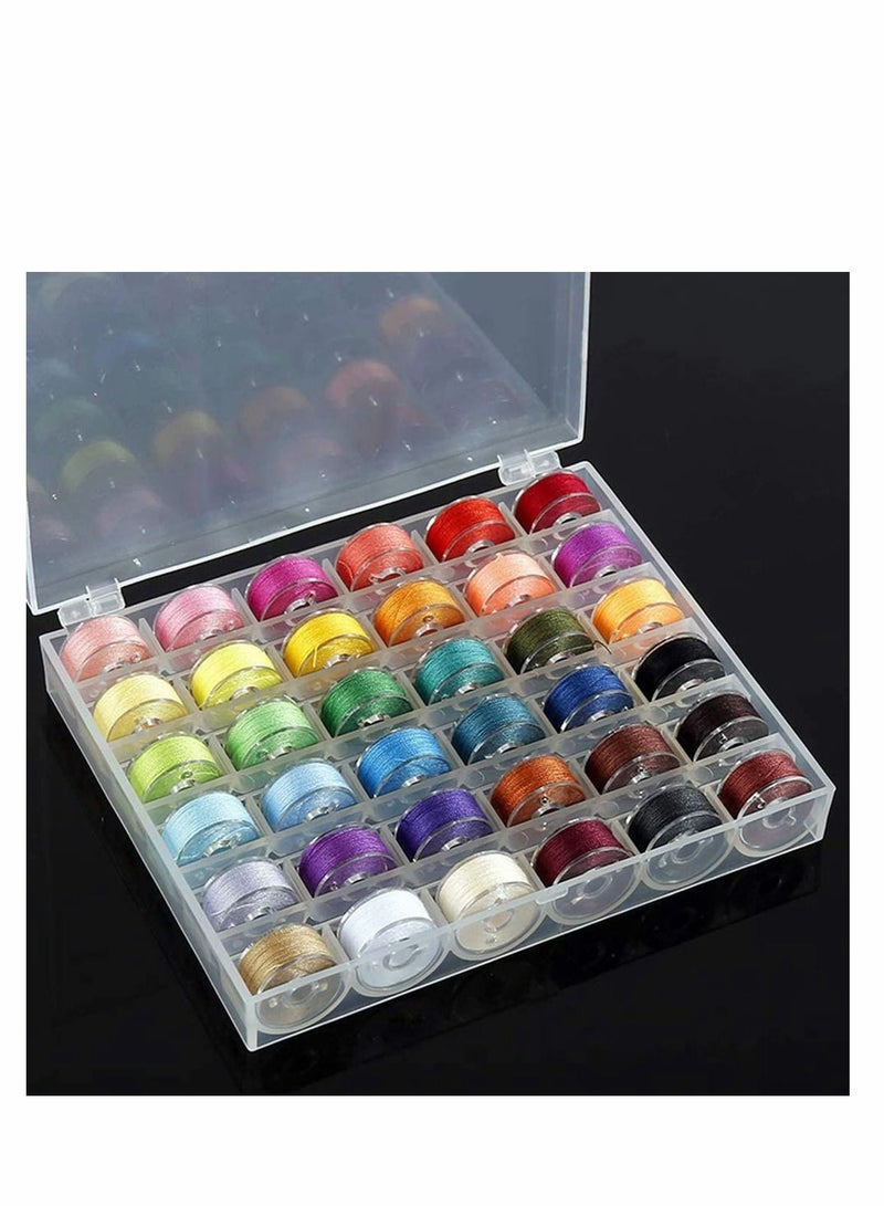 Excefore 36Pcs Bobbins and Sewing Threads with Bobbin Case and Bobbin Clamps for Multiple Sewing Machine Pre Wound Bobbins Set Standard Size for Brother BabyLock Janome Elna - Image 1