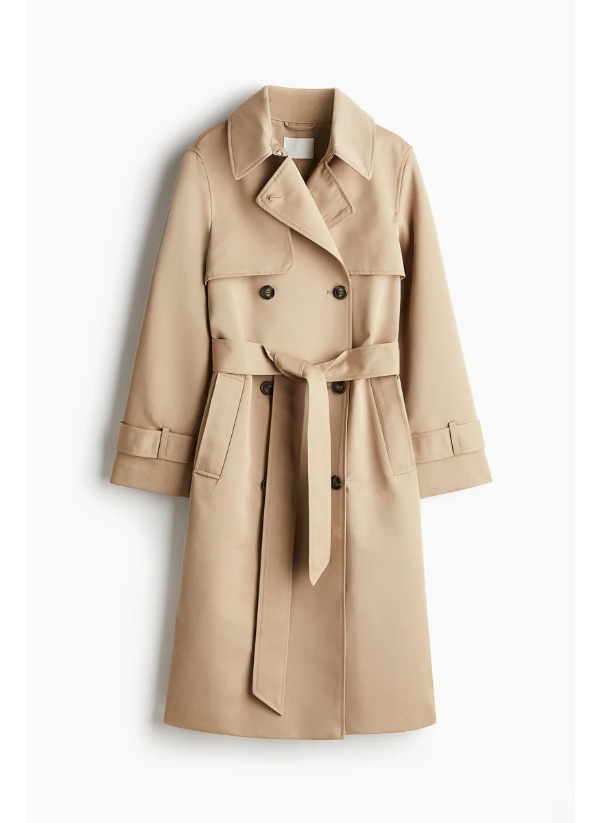 اتش اند ام Double-Breasted Twill Trench Coat
