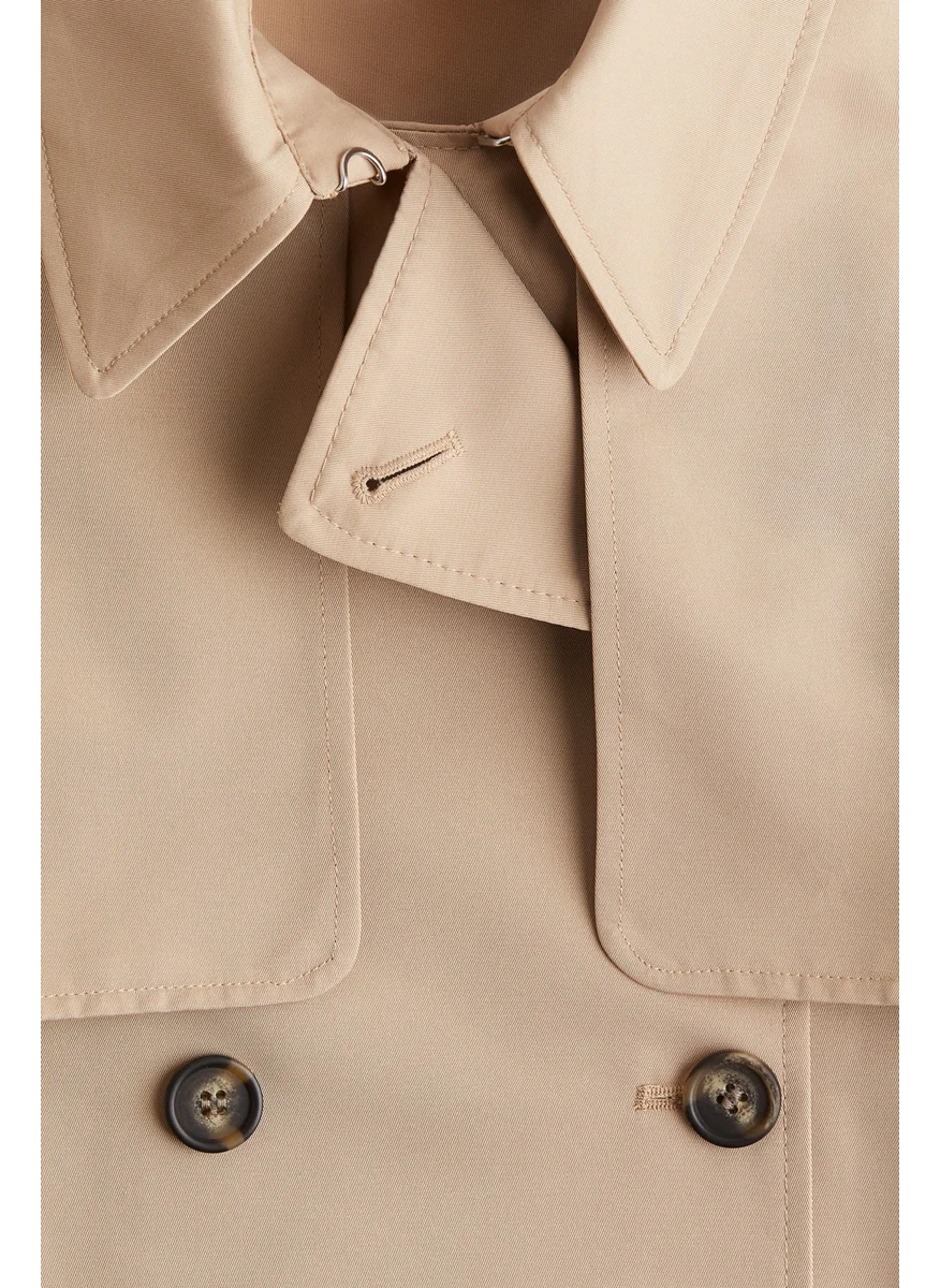 اتش اند ام Double-Breasted Twill Trench Coat