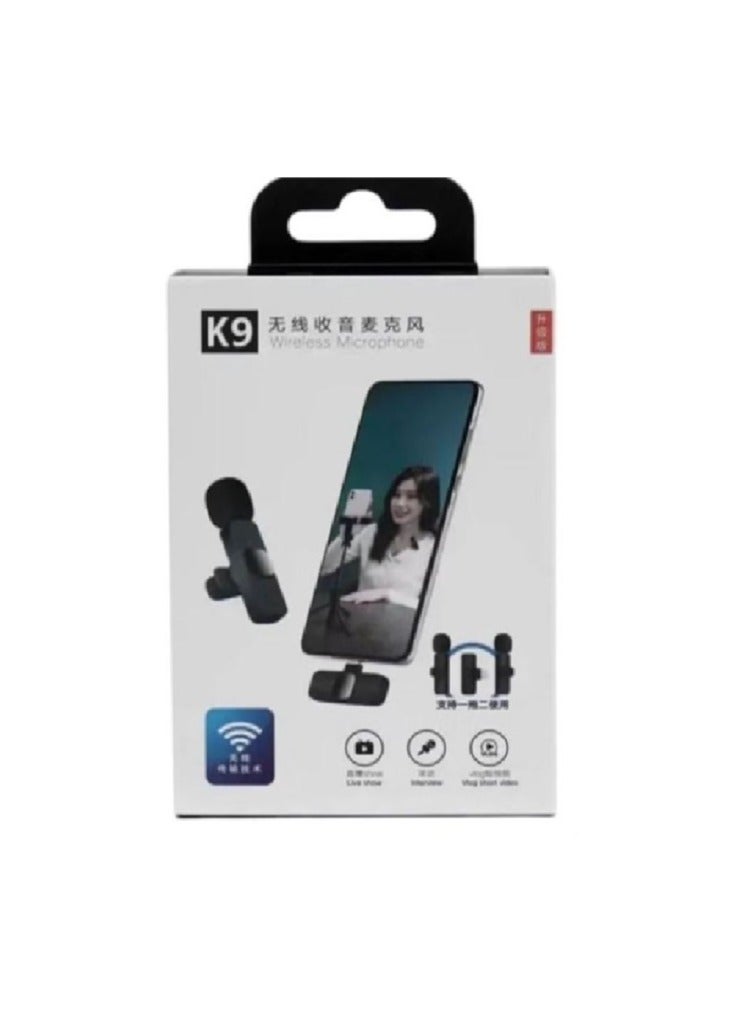 K9 wireless microphone with clear sound quality, high sensitivity, and dual-use support, easy to connect and use with a battery life of up to 6 hours - Image 2