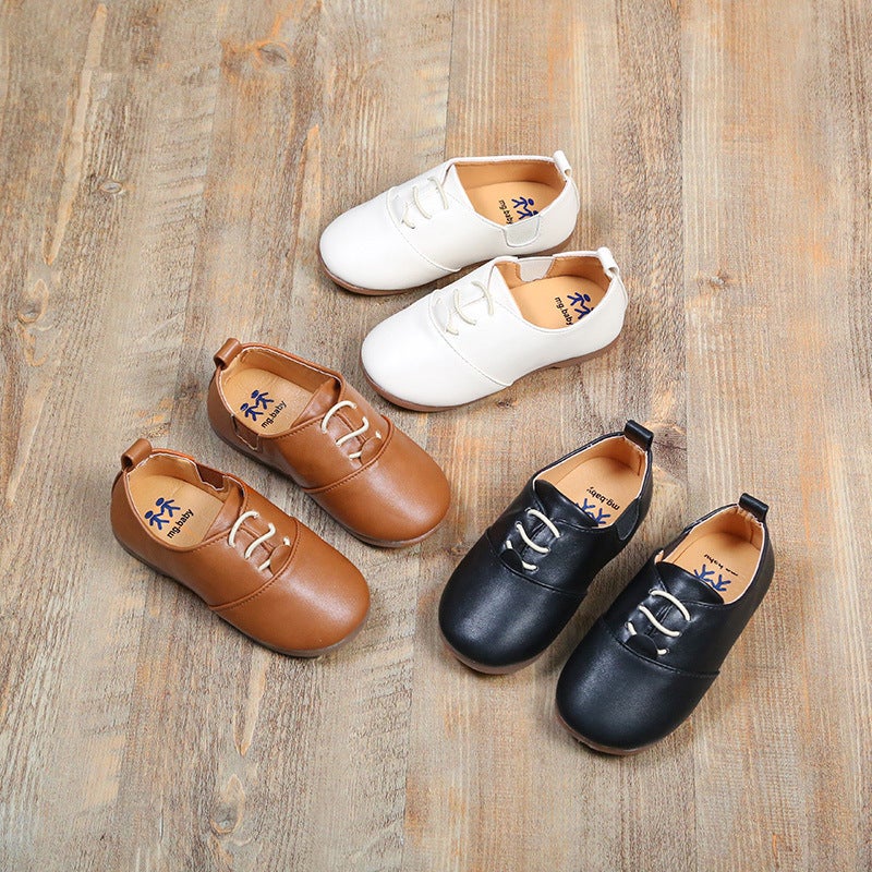 2018 Solid Color Children''s Loafers British Style Boys'' Leather Shoes Girls'' Baby Walking Shoes for Toddlers Wholesale - Image 2