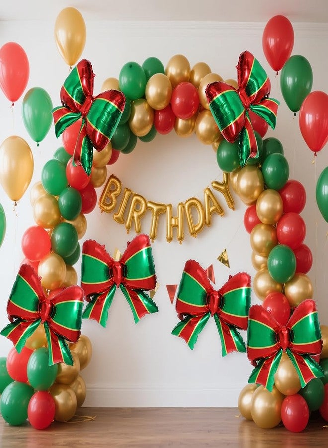 Deermon Red Green Xmas Stripe Bow Balloons, Jumbo Bowtie Merry Christmas Bowknot Foil Balloon For Baby Shower Birthday Wedding New Year Party Decorations Supplies - Image 4