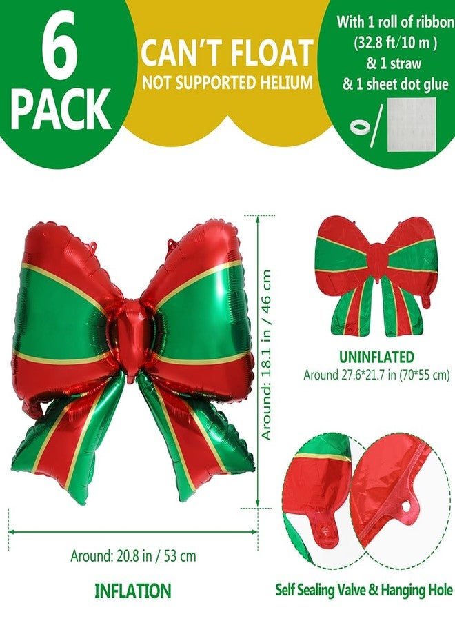 Deermon Red Green Xmas Stripe Bow Balloons, Jumbo Bowtie Merry Christmas Bowknot Foil Balloon For Baby Shower Birthday Wedding New Year Party Decorations Supplies - Image 5