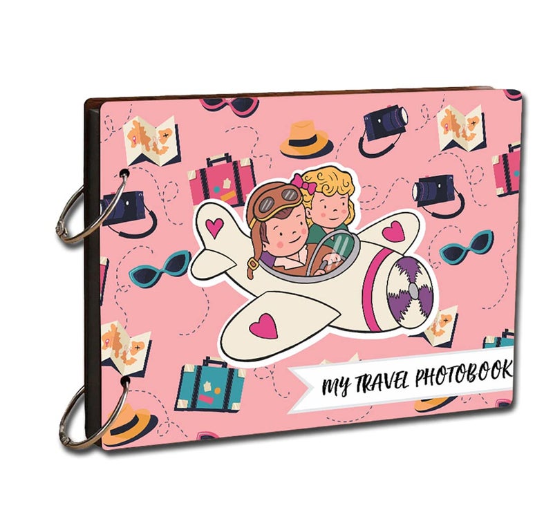 Paper Plane Design DIY Travel Scrapbook Photo Album Diary, Multicolor, 22 cm x 16 cm - Image 1