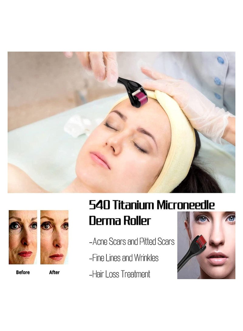 Derma 0.2mm Roller 540 Needles Hair Growth Roller,Titanium Micro Wrinkle Anti Aging Acne Scar Stretch Mark Treatment Micro Needling Face Care Massage Tool with Transparent Box - Image 5