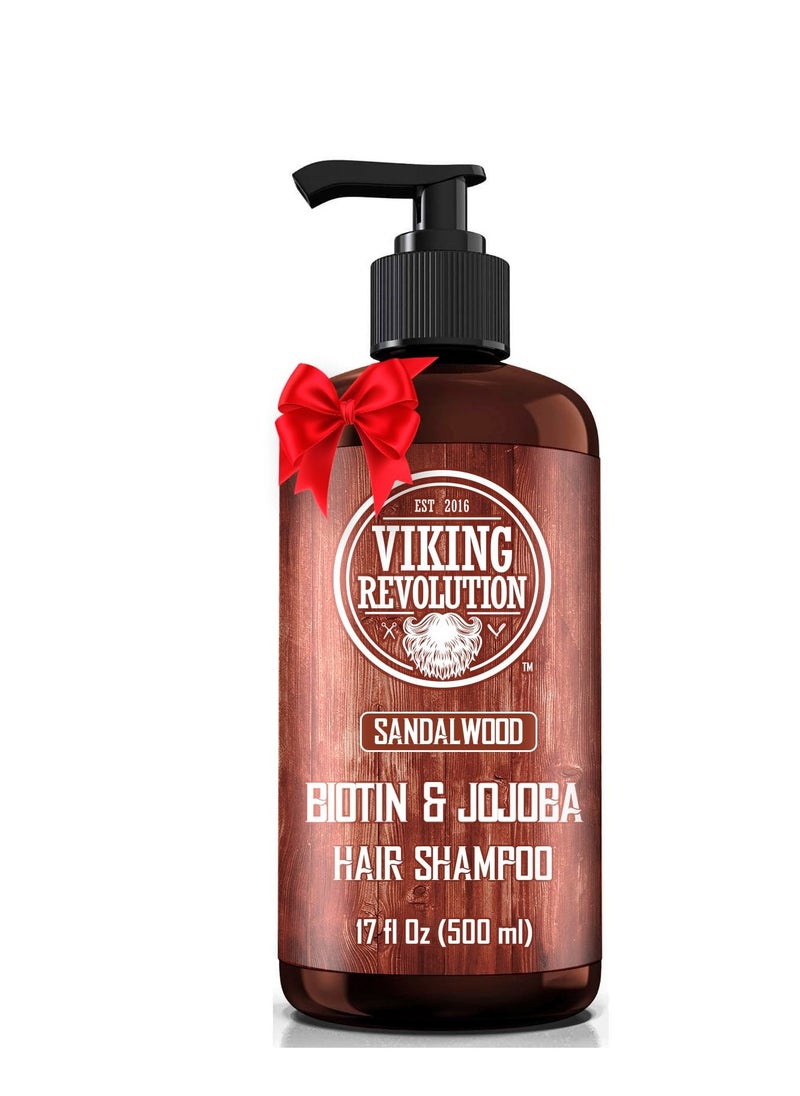 Viking Revolution Viking Revolution Sandalwood Men's Shampoo with Biotin and Jojoba Oil - Men Shampoo Natural Hair Shampoo for Men with Vitamin B5 - Hair Loss Shampoo for Mens Shampoo for Thinning Hair (17 Oz)  - Image 1