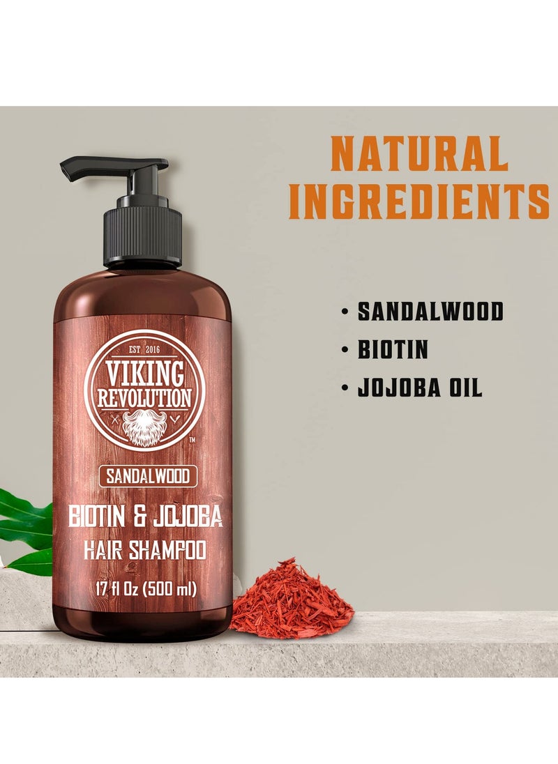Viking Revolution Viking Revolution Sandalwood Men's Shampoo with Biotin and Jojoba Oil - Men Shampoo Natural Hair Shampoo for Men with Vitamin B5 - Hair Loss Shampoo for Mens Shampoo for Thinning Hair (17 Oz)  - Image 2