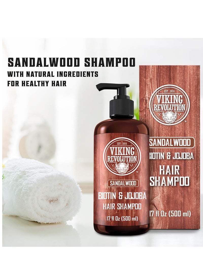 Viking Revolution Viking Revolution Sandalwood Men's Shampoo with Biotin and Jojoba Oil - Men Shampoo Natural Hair Shampoo for Men with Vitamin B5 - Hair Loss Shampoo for Mens Shampoo for Thinning Hair (17 Oz)  - Image 3