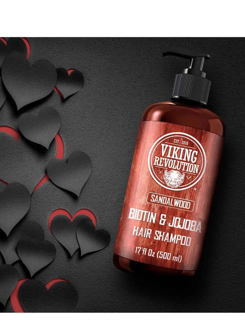 Viking Revolution Viking Revolution Sandalwood Men's Shampoo with Biotin and Jojoba Oil - Men Shampoo Natural Hair Shampoo for Men with Vitamin B5 - Hair Loss Shampoo for Mens Shampoo for Thinning Hair (17 Oz)  - Image 4