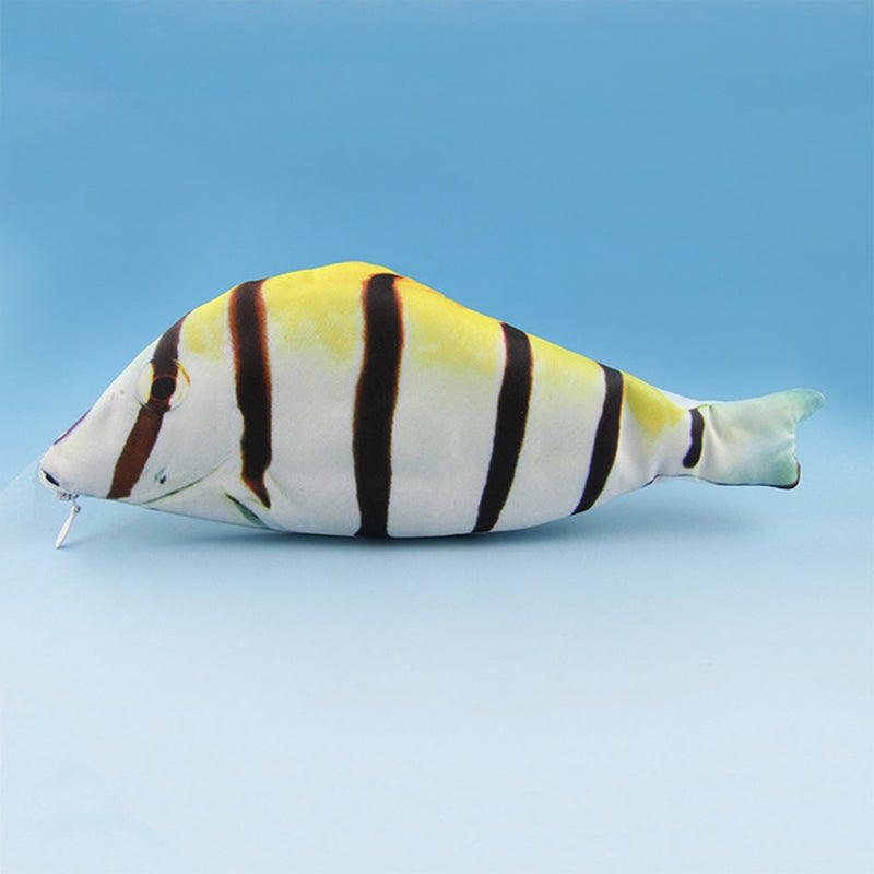 Simulated Fish Shaped Pencil Bag Makeup Case Purse Fish Shaped Pencil Case Stationery Storage Bag (Striped Fish Pattern) - Image 4
