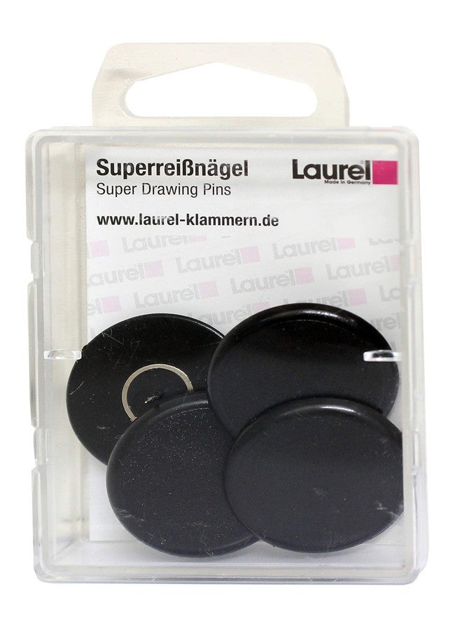 Laurel Black Super Drawing Pin 30mm Thumbtacks Push Drawing Cockboard Bulletin Board Pins Map Tacks to Hold Paper Calendar Important Note on Pin Memo Board Mark Important Date 4 Pieces - Image 1