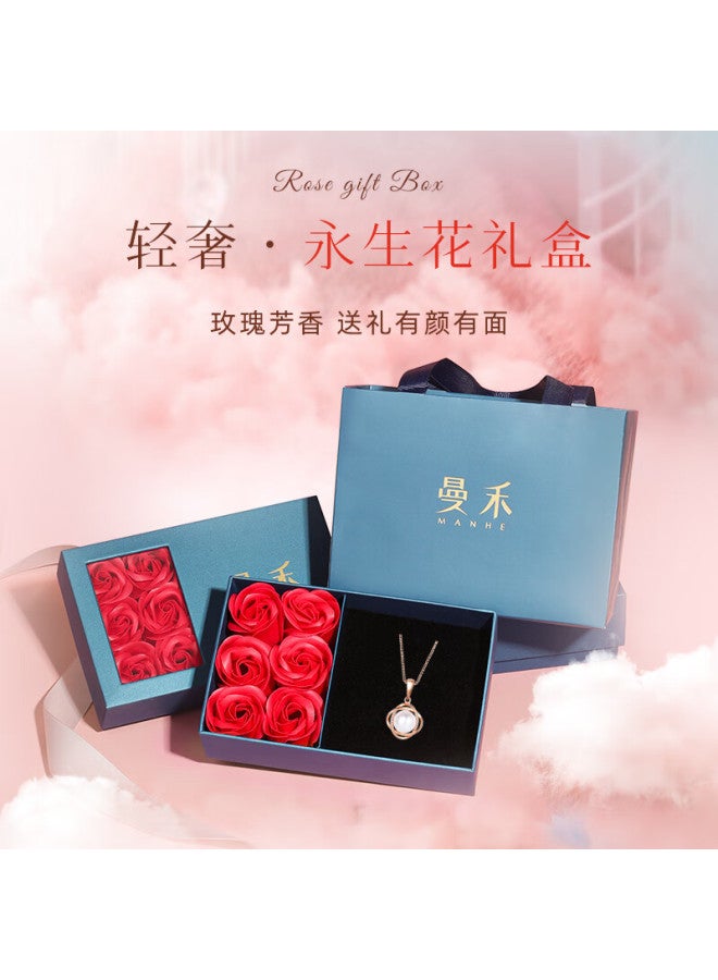 Manhe S925 Silver Freshwater Pearl Necklace, Women's Pendant elry, New Year Birthday Gift For Mom, Girlfriend, Or Female Friend