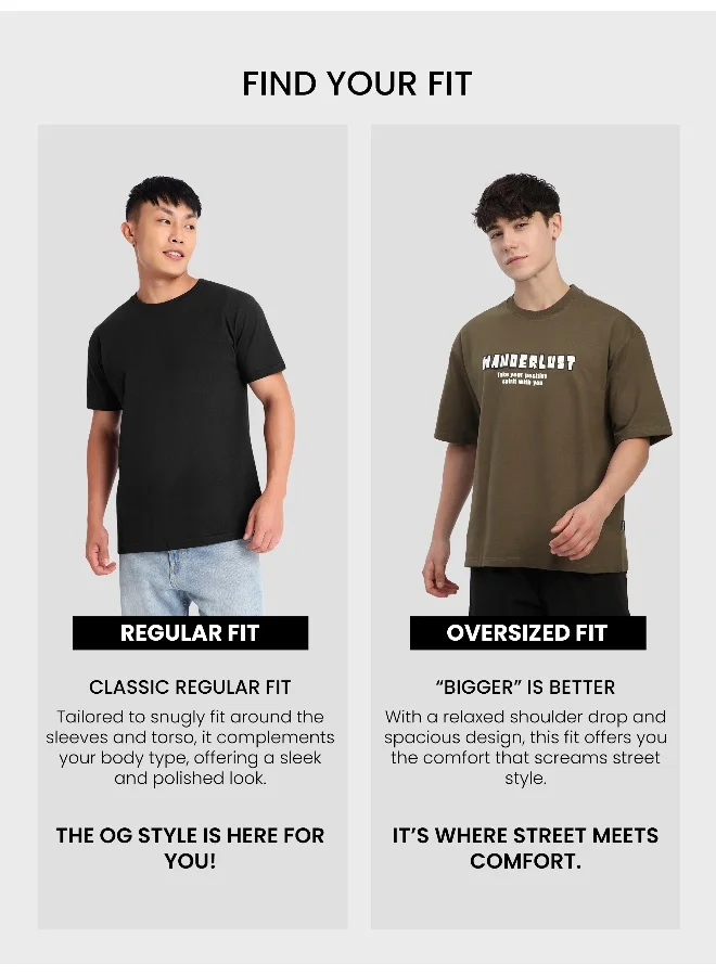 Beyoung Dark Tan Wanderlust Back Patch Oversized T-Shirt