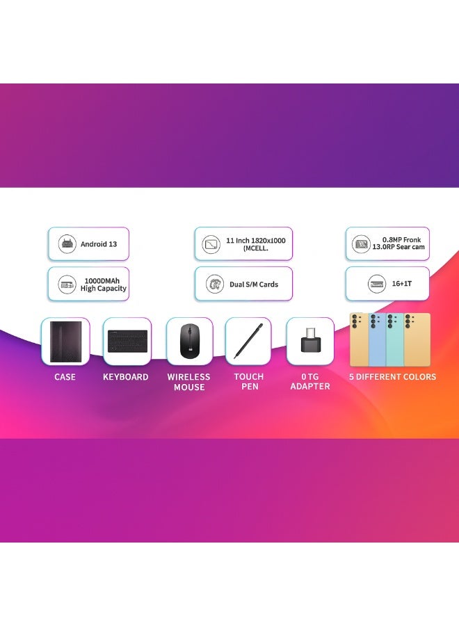 MODIO TAB Modio M92 Tablet – 11 Inch HD INCELL Display, Android 13, 16+1TB, 10000mAh, Dual SIM 5G, 13MP Camera, with Keyboard, Mouse, Pen & Case (Green) - Image 3