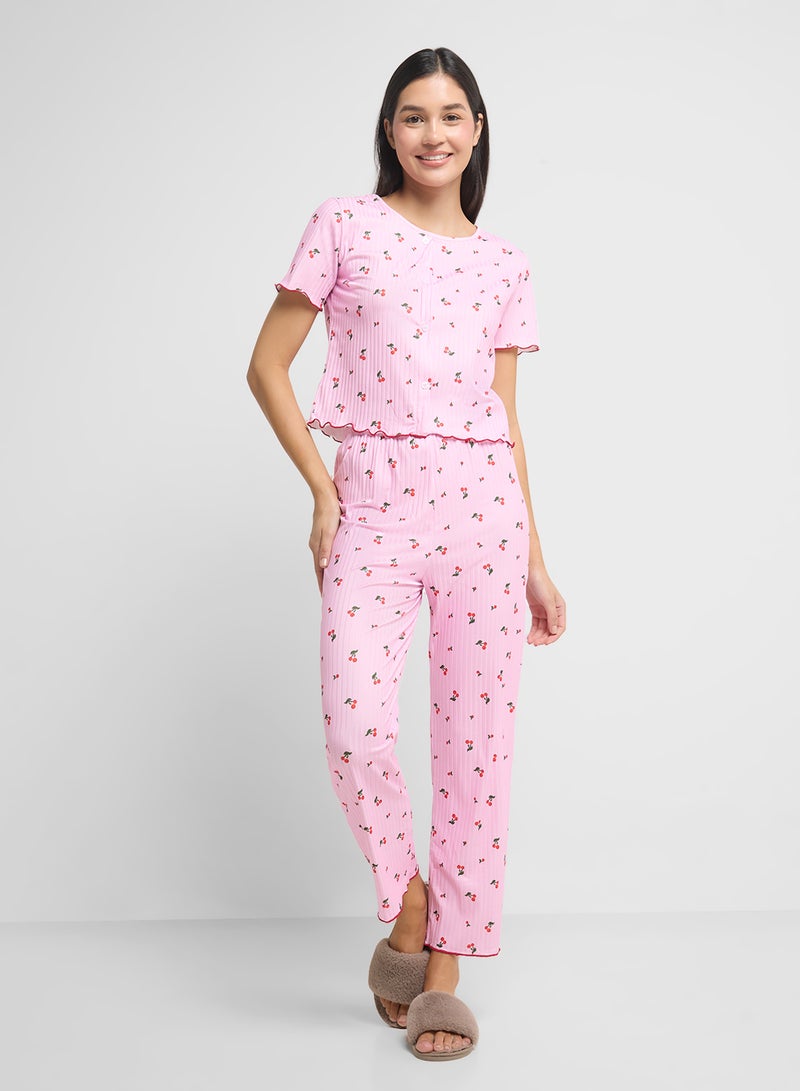 Ginger Cherry Print T-Shirt & Pyjama Set  - Image 5