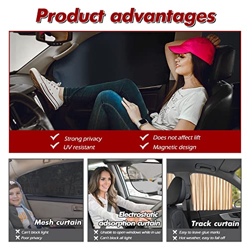 XCBYT Car Side Window Shades - 4 Pack Sun Shade for Baby Car Curtains 99% UV Protection Privacy Magnetic Retractable Fordable Car Window Covers Auto Accessories - Image 3