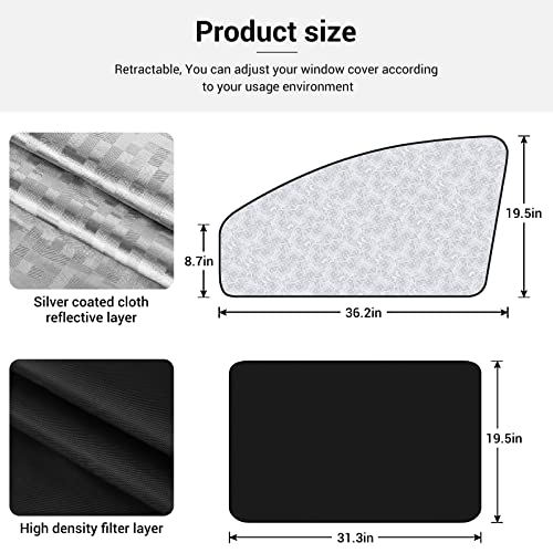 XCBYT Car Side Window Shades - 4 Pack Sun Shade for Baby Car Curtains 99% UV Protection Privacy Magnetic Retractable Fordable Car Window Covers Auto Accessories - Image 5