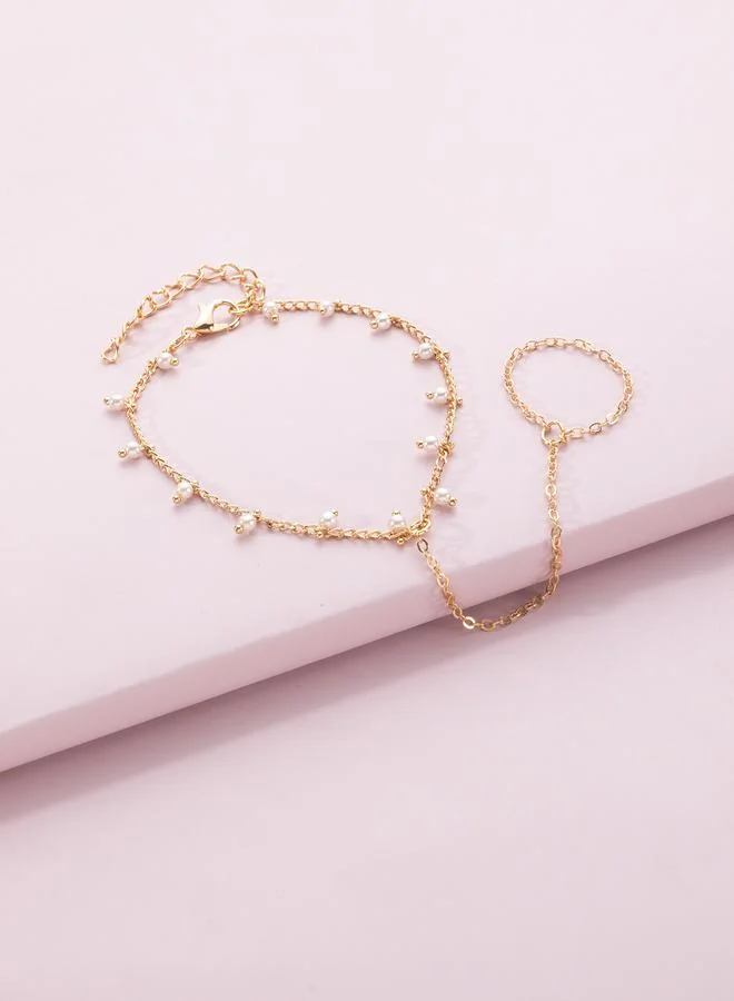 Take Two Embellished Beaded Linked Ring Bracelet