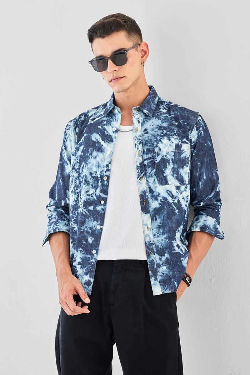 SNITCH قميص جينز مصبوغ بالربط والصبغ