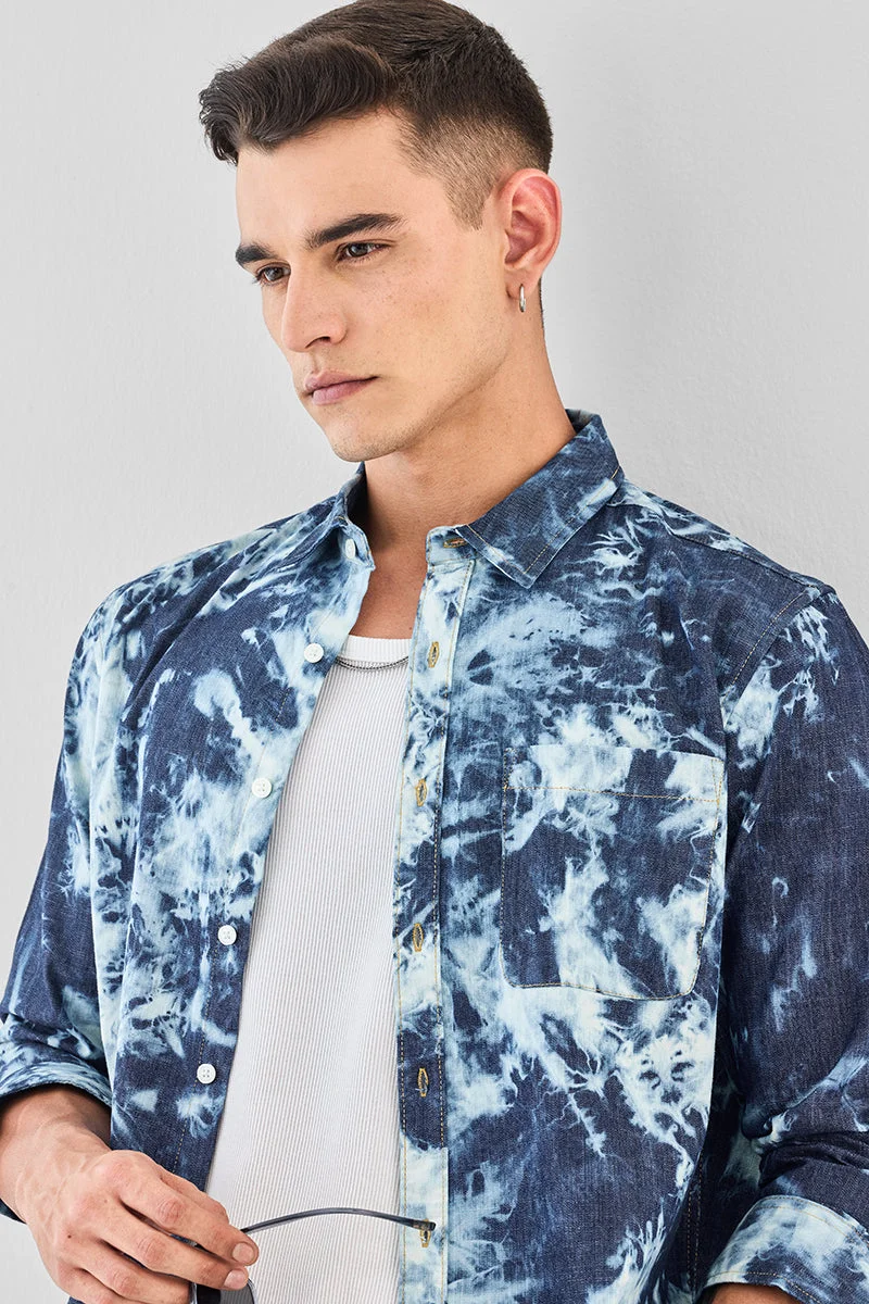 SNITCH قميص جينز مصبوغ بالربط والصبغ