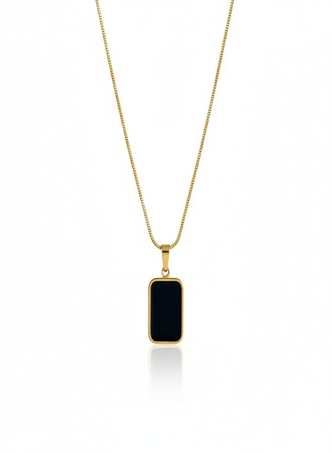 CALISTA Reversible Elegance Pendant Necklace for Women | Gold-Plated Dual-Side Black & White Enamel Rectangle Pendant | Adjustable Chain Fashion Jewellery | Daily, Office & Gifting Wear - Image 1