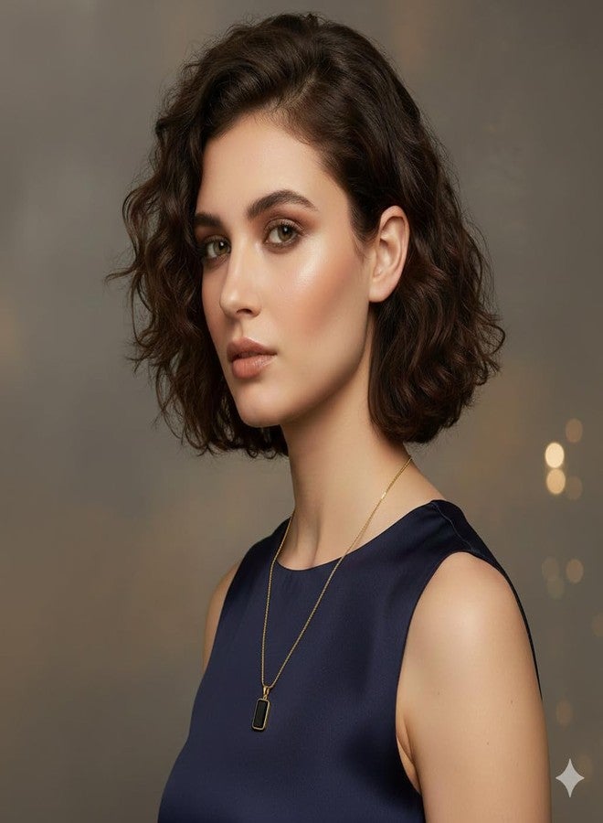 CALISTA Reversible Elegance Pendant Necklace for Women | Gold-Plated Dual-Side Black & White Enamel Rectangle Pendant | Adjustable Chain Fashion Jewellery | Daily, Office & Gifting Wear - Image 5