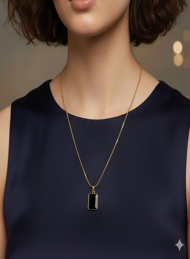 CALISTA Reversible Elegance Pendant Necklace for Women | Gold-Plated Dual-Side Black & White Enamel Rectangle Pendant | Adjustable Chain Fashion Jewellery | Daily, Office & Gifting Wear - Image 4