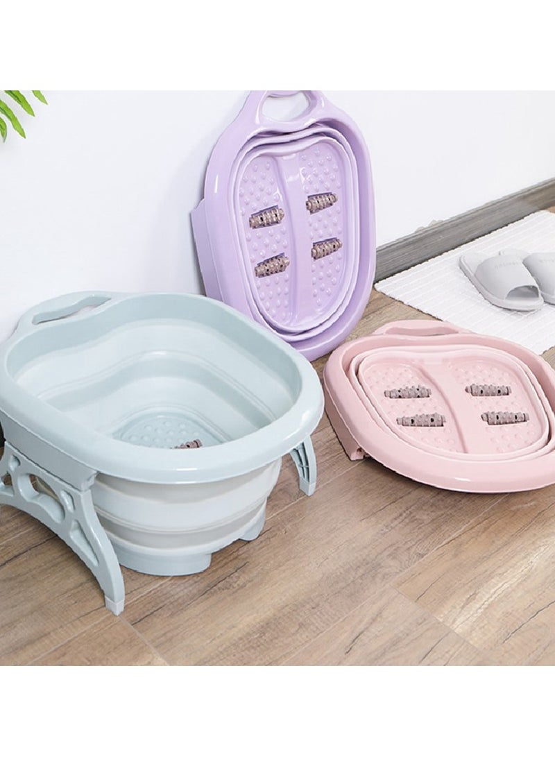DubaiGallery Folding Foot Care Tub Portable Foot Wash Massage Bucket Travel Folding Bucket with 4 Massage Balls Bathing Feet in Winter -slip Handle Endurable - Image 3