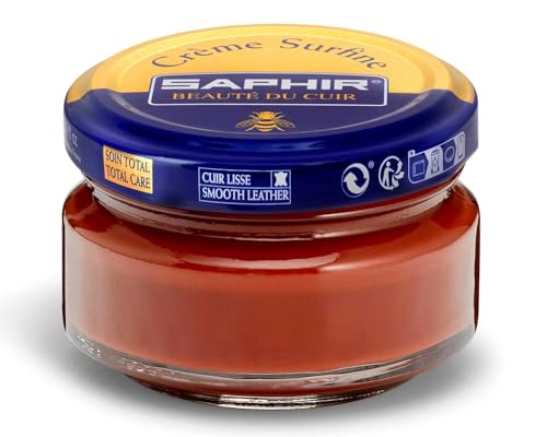 Saphir Creme Surfine Pommadier Shoe Polish - Beeswax Cream for Leather Products - Cognac Brown - Image 1